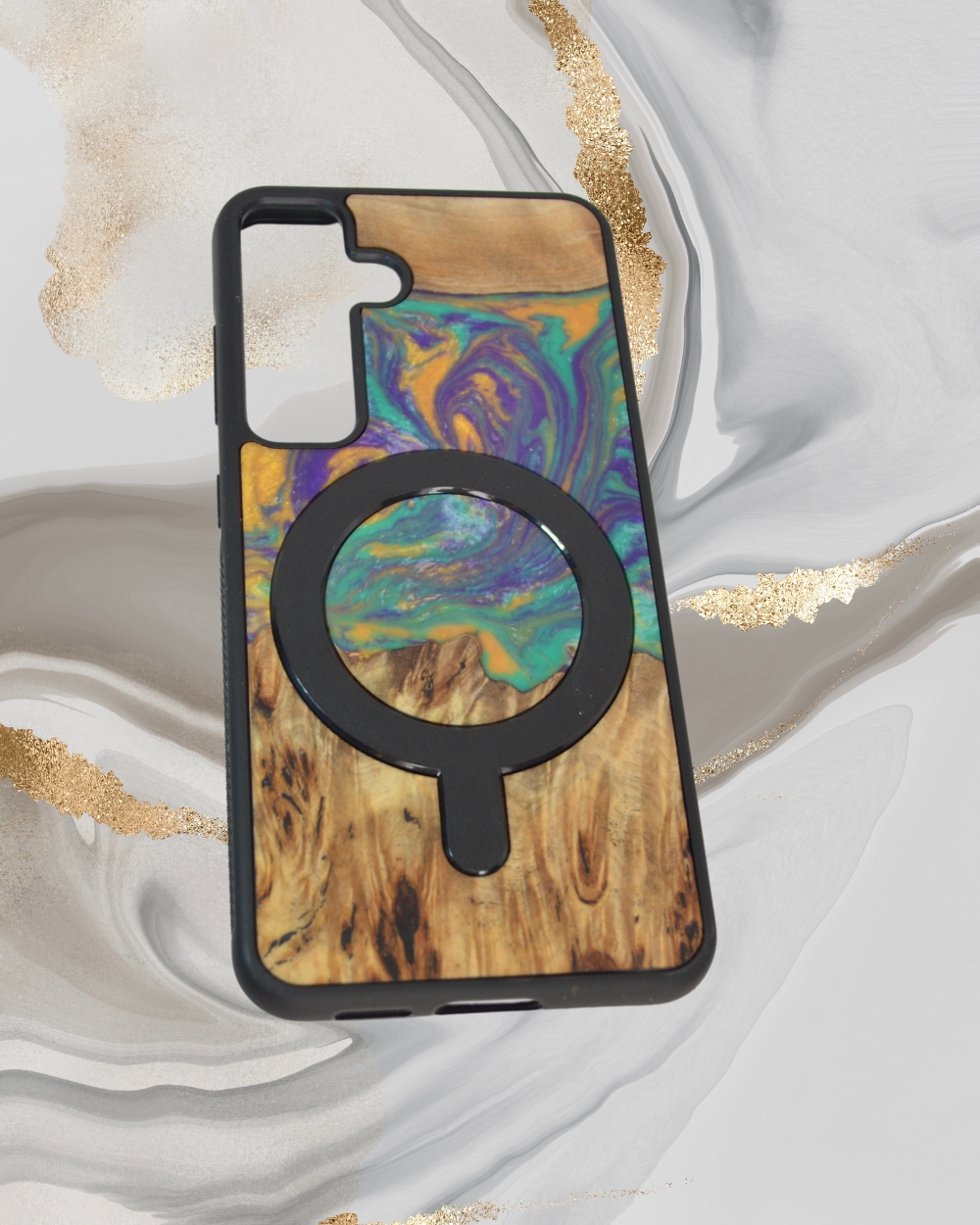 Husa BeWood Lemn Natural si Rasina, MagSafe, Unicat, Samsung S23 Planeta -Mercur - 2 | YEO